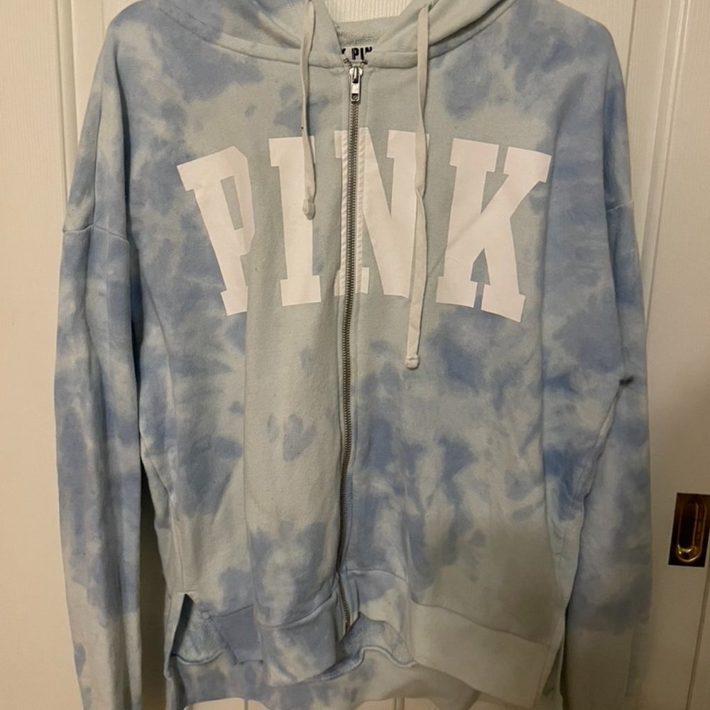 PINK Zip Up Tie Dye Sweatshirt